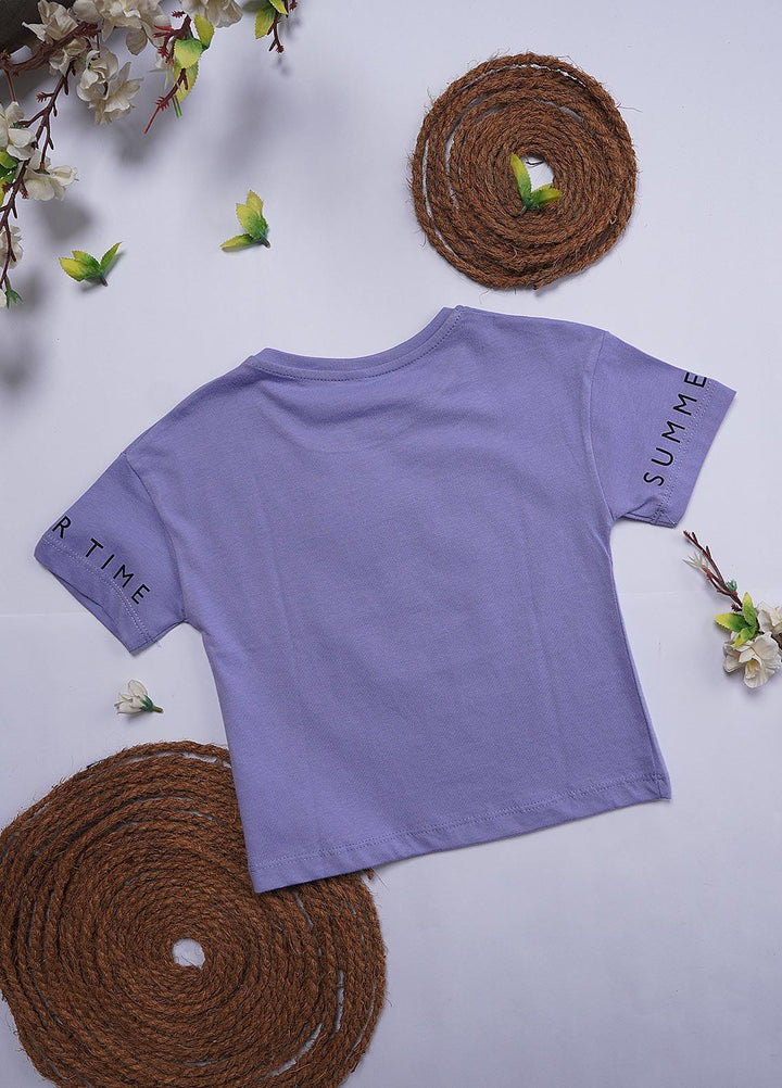 Sanaulla Exclusive Range Cotton Casual T-Shirts for Girls - 12202 Purple