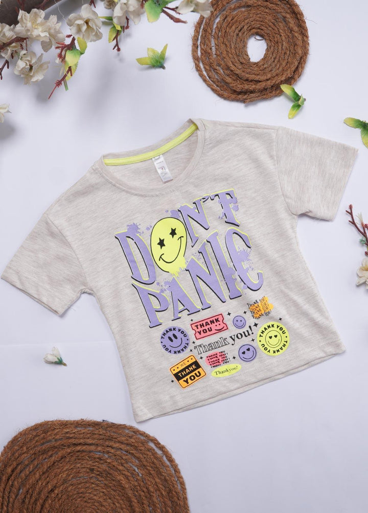 Sanaulla Exclusive Range Cotton Casual T-Shirts for Girls - 12207 Light Grey