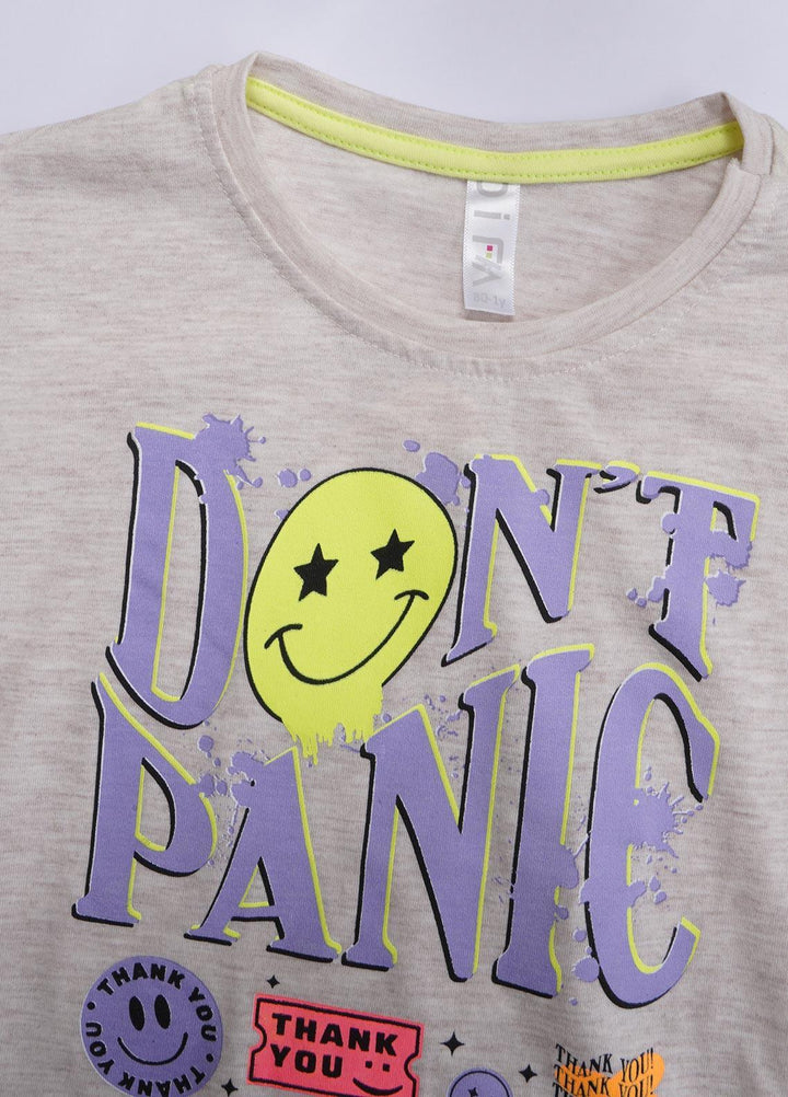 Sanaulla Exclusive Range Cotton Casual T-Shirts for Girls - 12207 Light Grey