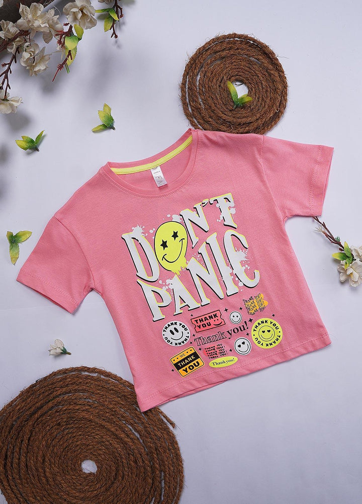 Sanaulla Exclusive Range Cotton Casual T-Shirts for Girls - 12207 Light Pink