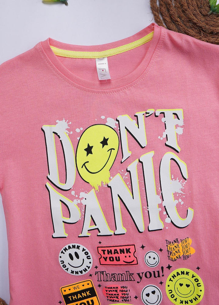Sanaulla Exclusive Range Cotton Casual T-Shirts for Girls - 12207 Light Pink
