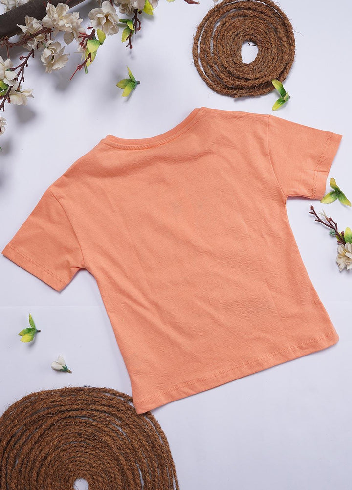 Sanaulla Exclusive Range Cotton Casual T-Shirts for Girls - 12207 Peach