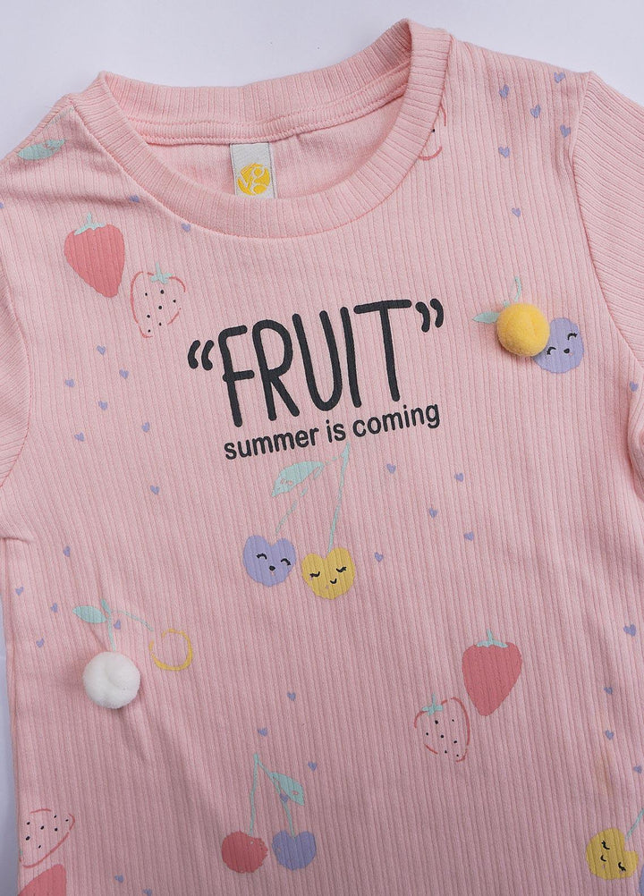 Sanaulla Exclusive Range Cotton Casual T-Shirts for Girls - 6051 Light Pink