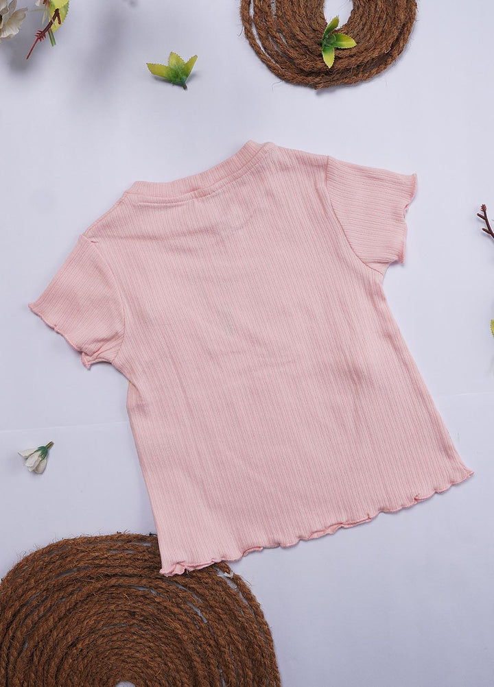 Sanaulla Exclusive Range Cotton Casual T-Shirts for Girls - 6051 Light Pink