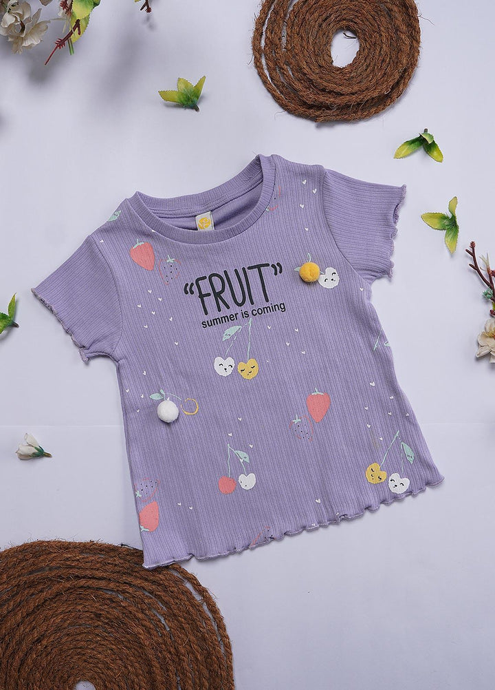 Sanaulla Exclusive Range Cotton Casual T-Shirts for Girls - 6051 Purple