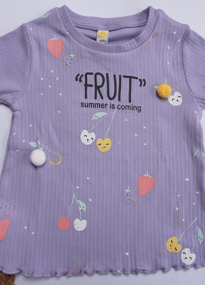 Sanaulla Exclusive Range Cotton Casual T-Shirts for Girls - 6051 Purple