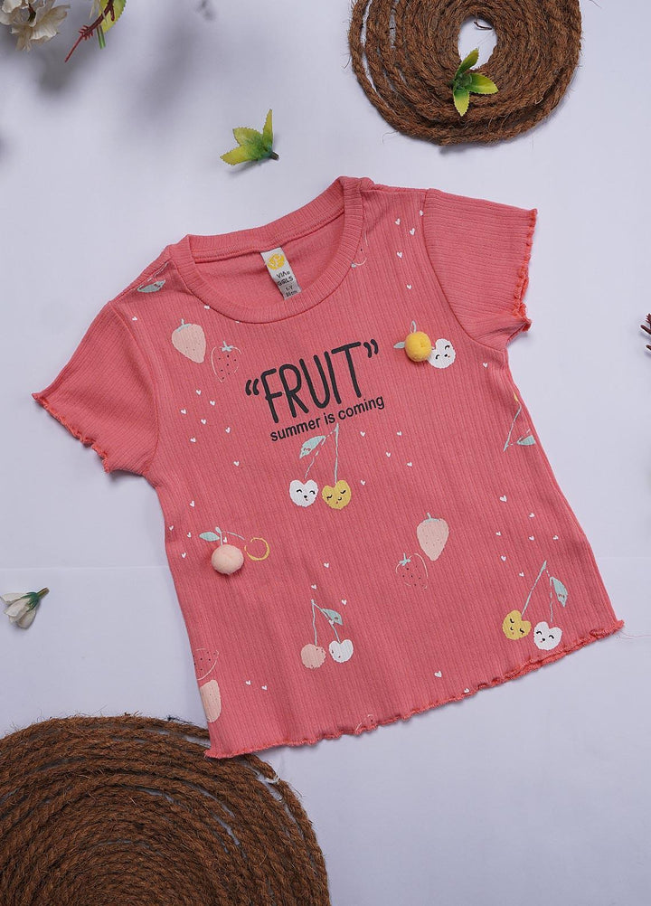 Sanaulla Exclusive Range Cotton Casual T-Shirts for Girls - 6051 Rust