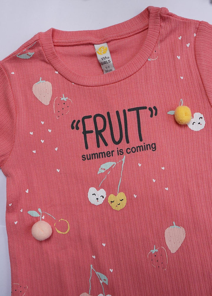 Sanaulla Exclusive Range Cotton Casual T-Shirts for Girls - 6051 Rust