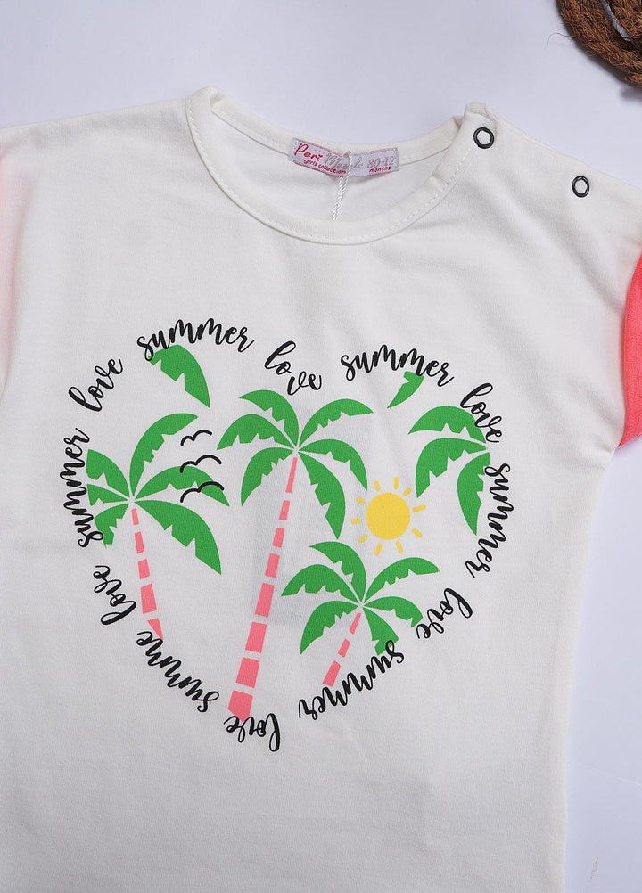 Sanaulla Exclusive Range Cotton Casual T-Shirts for Girls - 9549 White