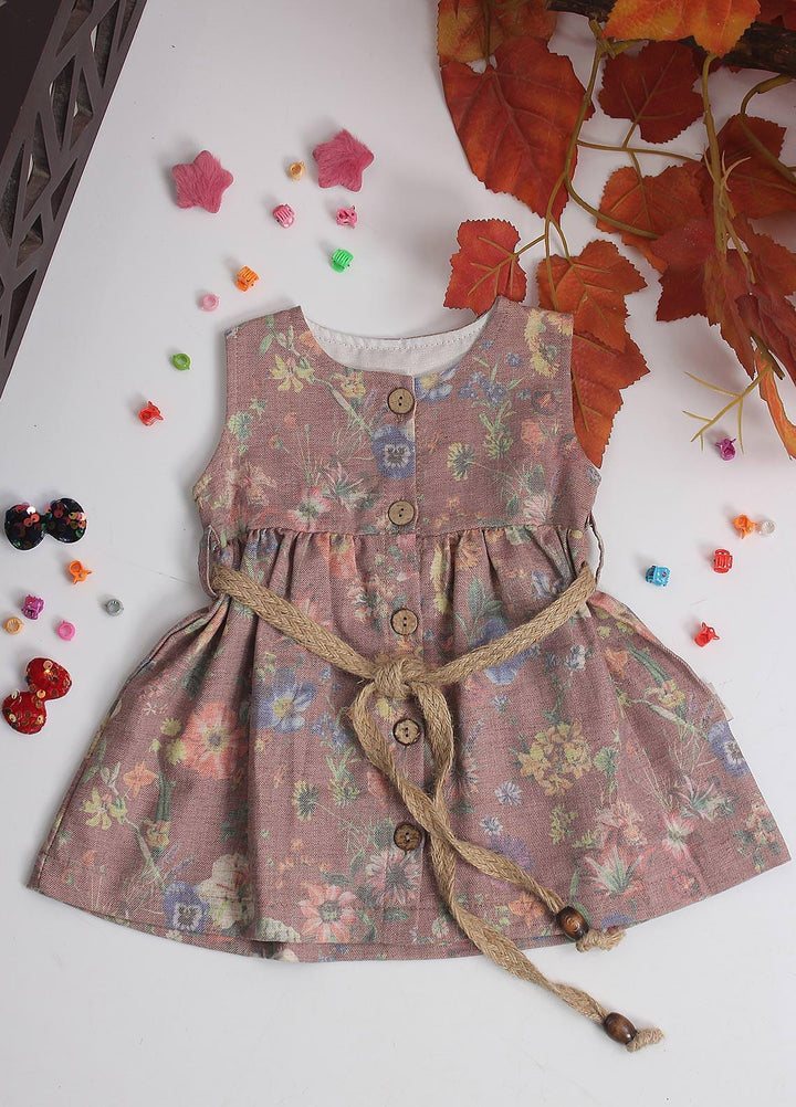 Sanaulla Exclusive Range Cotton Fancy Pret Frock for Girls -  1861 Brown