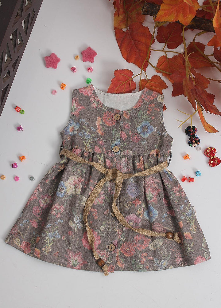 Sanaulla Exclusive Range Cotton Fancy Pret Frock for Girls -  1861 D-Grey