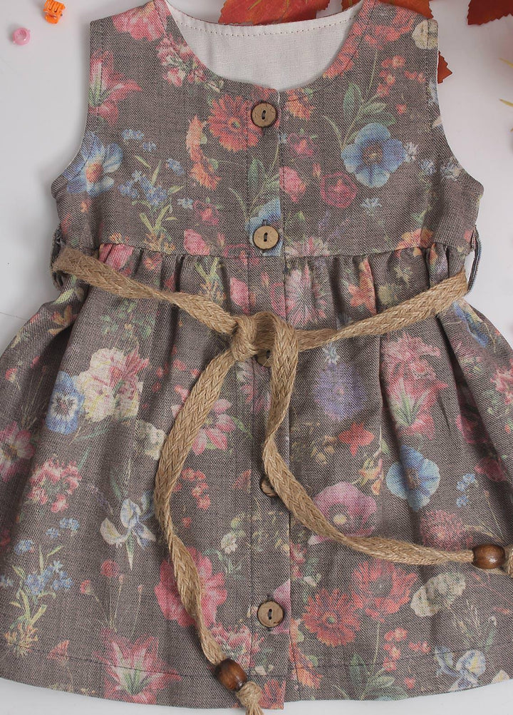 Sanaulla Exclusive Range Cotton Fancy Pret Frock for Girls -  1861 D-Grey