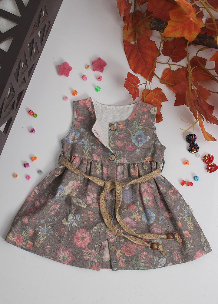 Sanaulla Exclusive Range Cotton Fancy Pret Frock for Girls -  1861 D-Grey