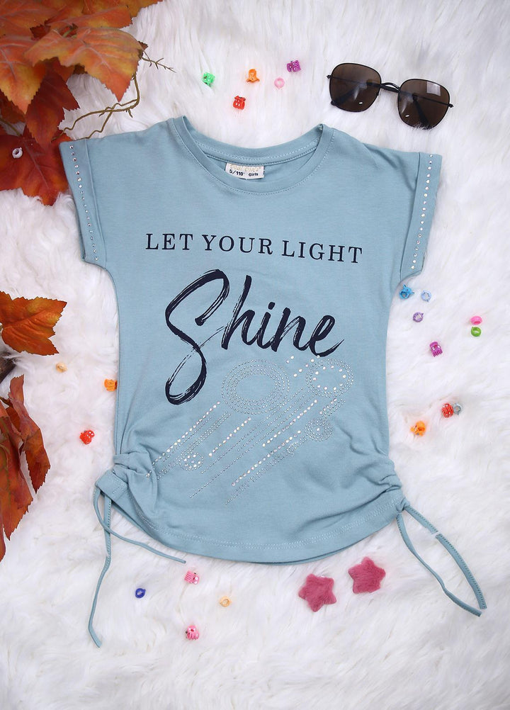 Sanaulla Exclusive Range Cotton Casual T-Shirts for Girls -  113529 L Green