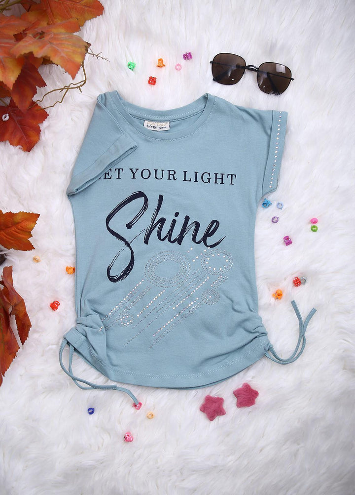 Sanaulla Exclusive Range Cotton Casual T-Shirts for Girls -  113529 L Green