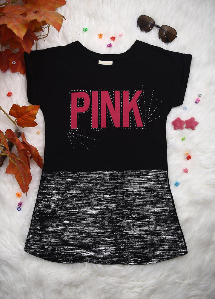 Sanaulla Exclusive Range Cotton Casual T-Shirts for Girls -  113538 Black