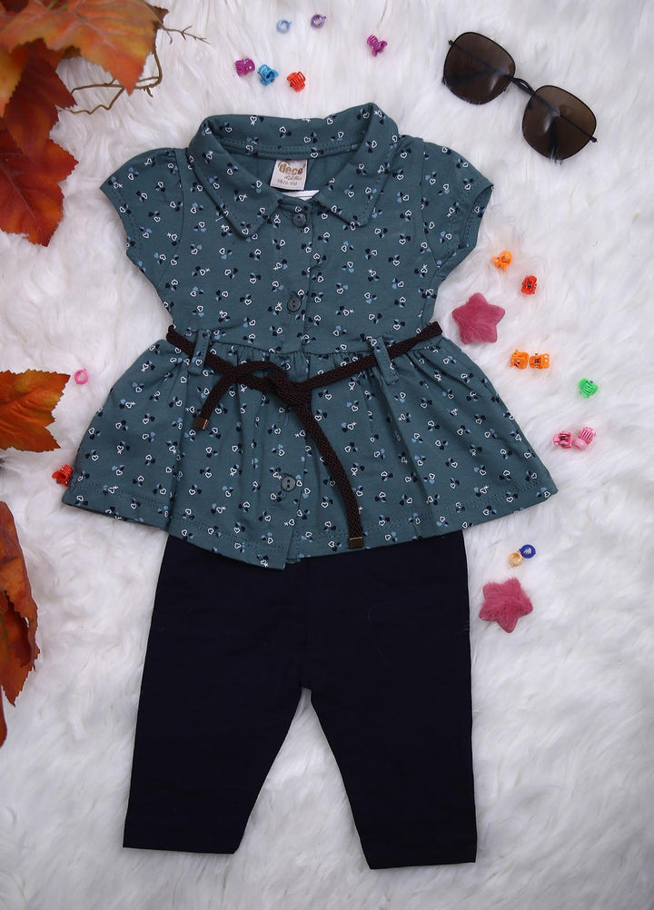 Sanaulla Exclusive Range Cotton Casual 2 Piece for Girls -  114877 Green