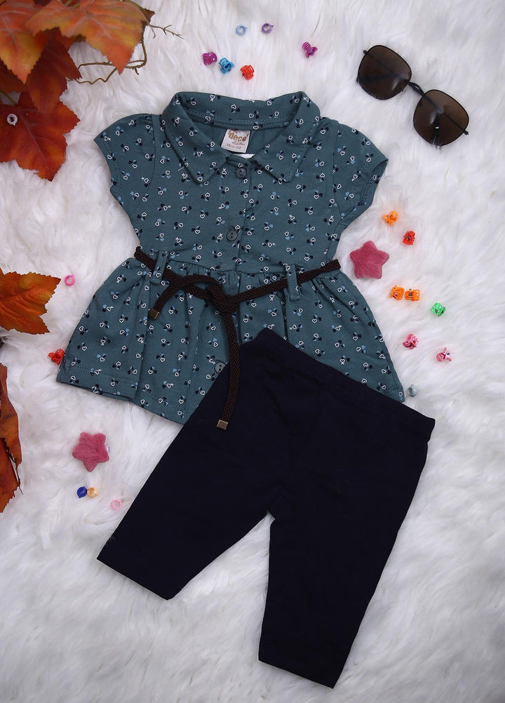 Sanaulla Exclusive Range Cotton Casual 2 Piece for Girls -  114877 Green