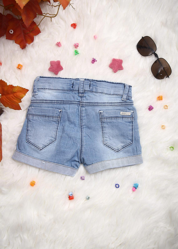Sanaulla Exclusive Range Jeans Casual Shorts for Girls -  2195 Light Blue