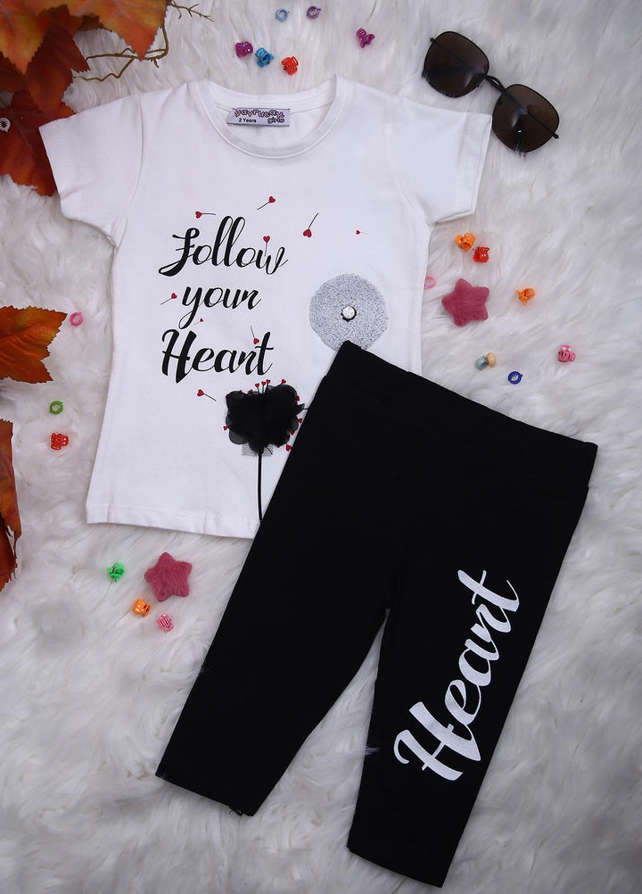 Sanaulla Exclusive Range Cotton Casual Girls 2 Piece -  D-114755 White