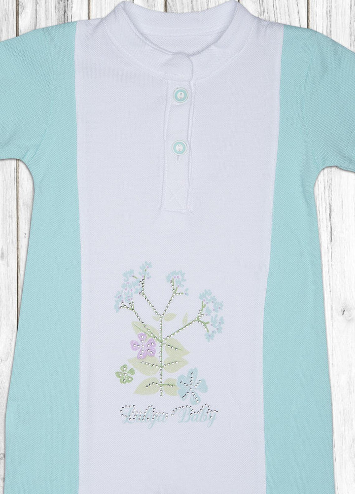 Sanaulla Exclusive Range  Fancy Kids Romper -  8114 Ferozi