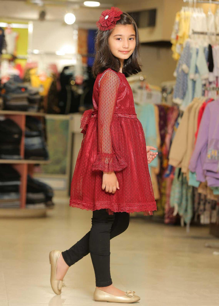 Sanaulla Exclusive Range  Fancy Girls Frocks -  342476 Maroon