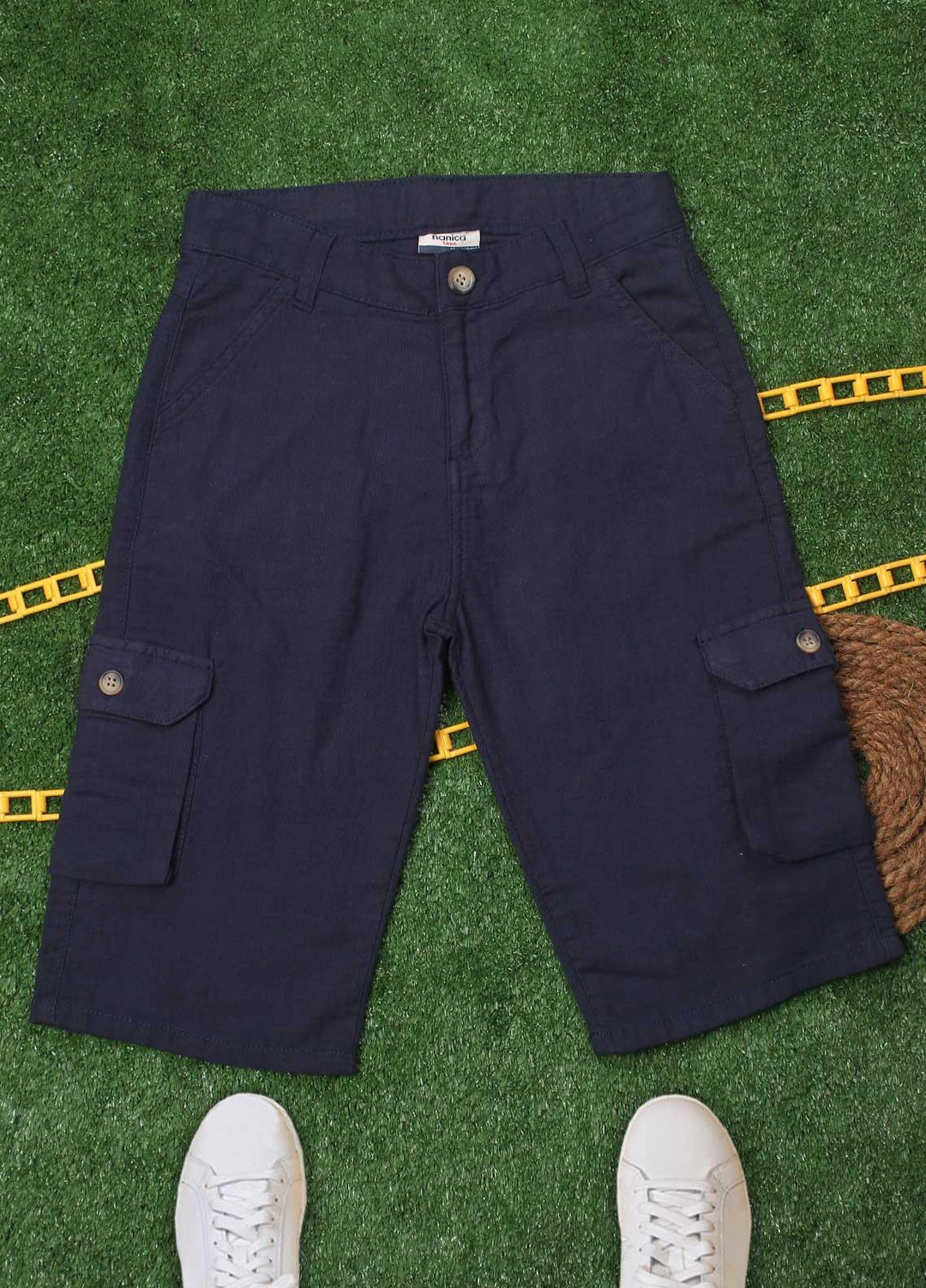 Sanaulla Exclusive Range Cotton Fancy Boys Shorts - 120222 Navy Blue