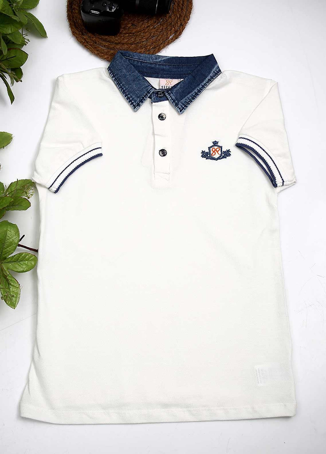 Sanaulla Exclusive Range Cotton Fancy Boys T-Shirts - 1003463 White