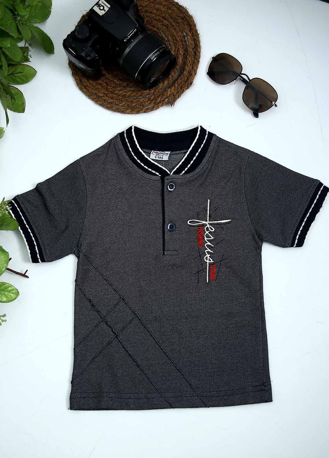 Sanaulla Exclusive Range Cotton Fancy T-Shirts for Boys -  1005028 Grey