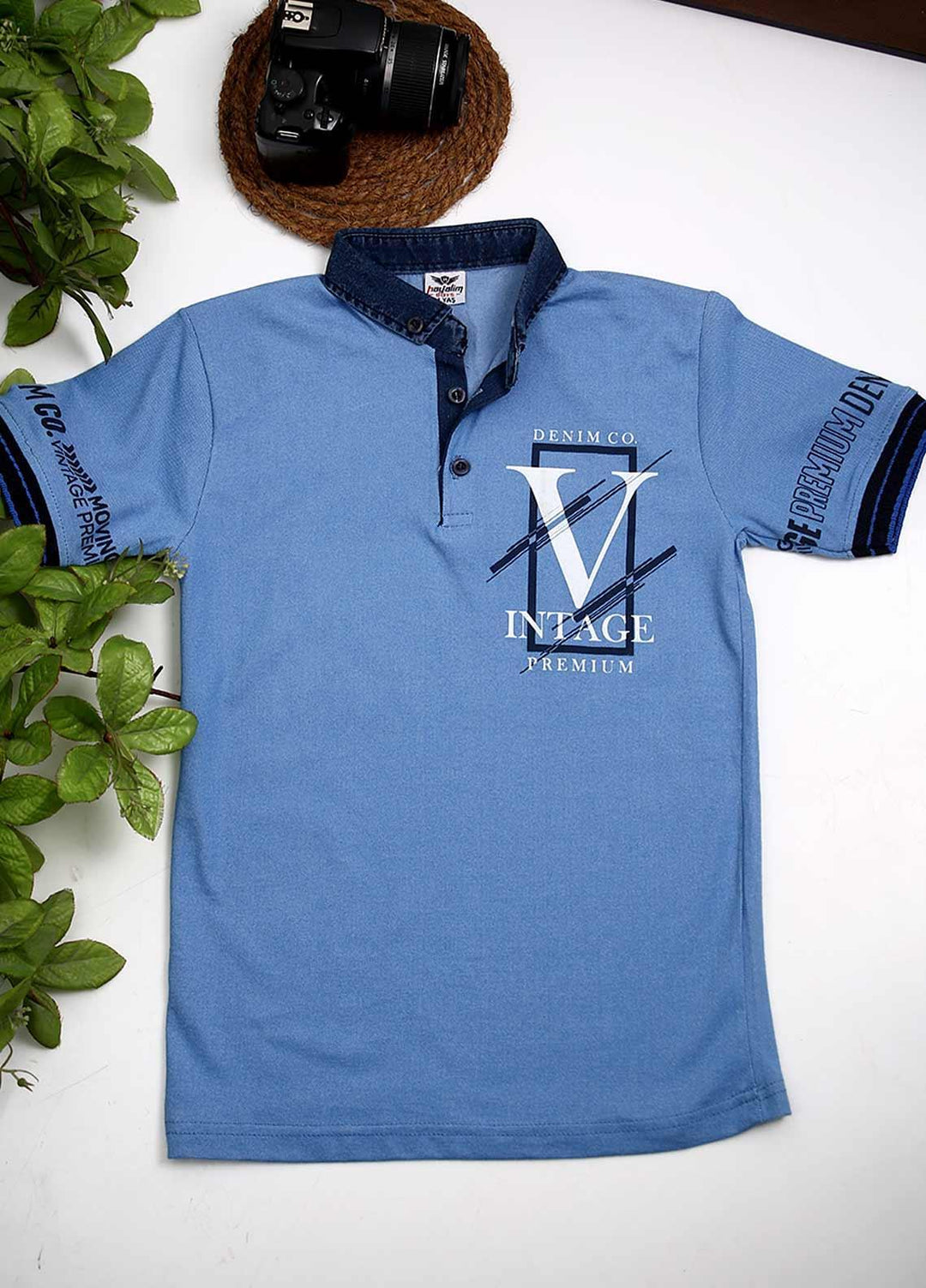 Sanaulla Exclusive Range Cotton Fancy T-Shirts for Boys - 1005221 L-Blue