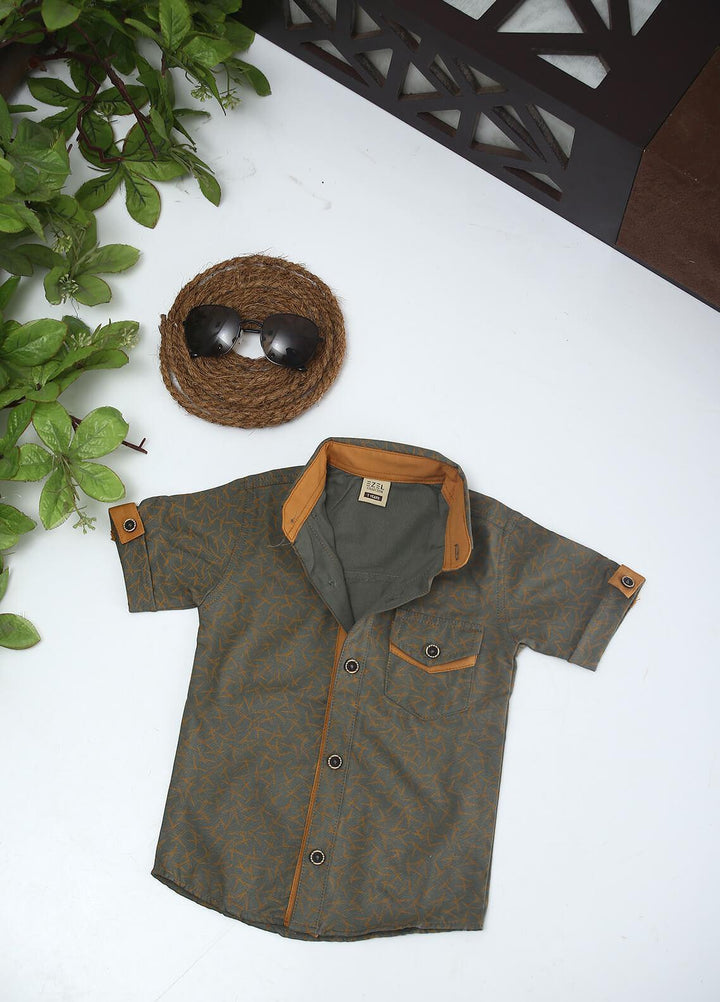 Sanaulla Exclusive Range Cotton Fancy Shirts for Boys -  1010 Green