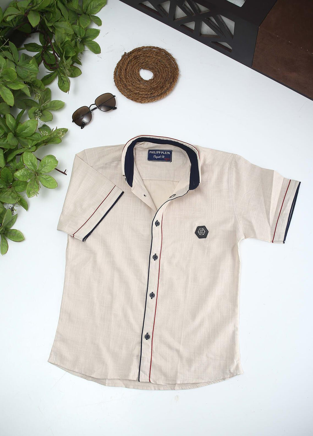 Sanaulla Exclusive Range Cotton Fancy Shirts for Boys - 2002 Fawn