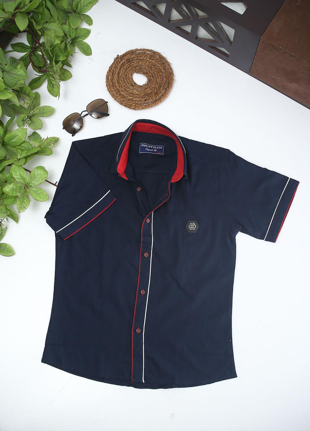 Sanaulla Exclusive Range Cotton Fancy Shirts for Boys - 2002 Navy Blue