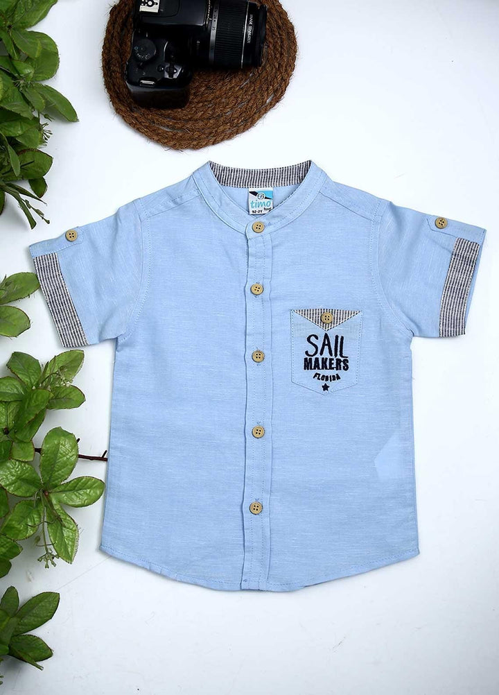 Sanaulla Exclusive Range Cotton Fancy Boys Shirts -  3292 Sk Blue