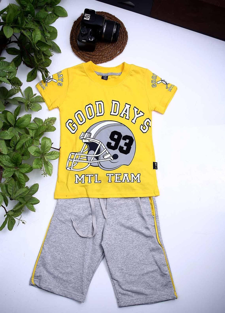 Sanaulla Exclusive Range Cotton Fancy 2 Piece for Boys -  D-111145 Yellow