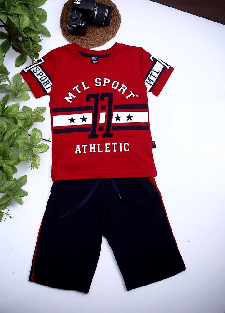 Sanaulla Exclusive Range Cotton Fancy Boys 2 Piece -  D-111378 Red