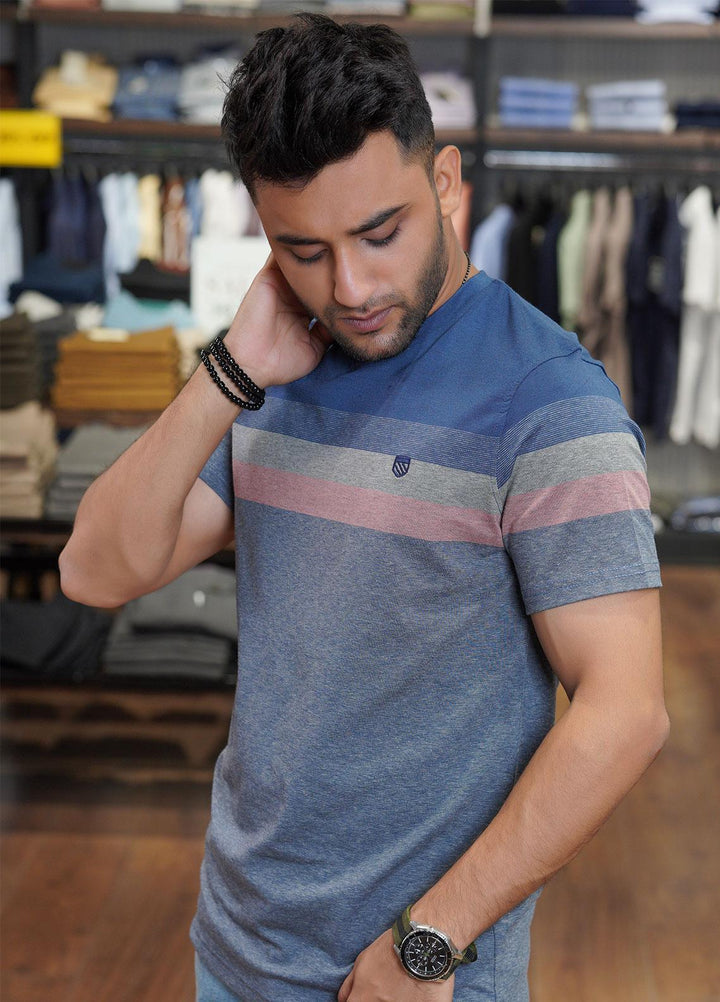 Sanaulla Exclusive Range   T-Shirts for Men -  D-1263 Blue