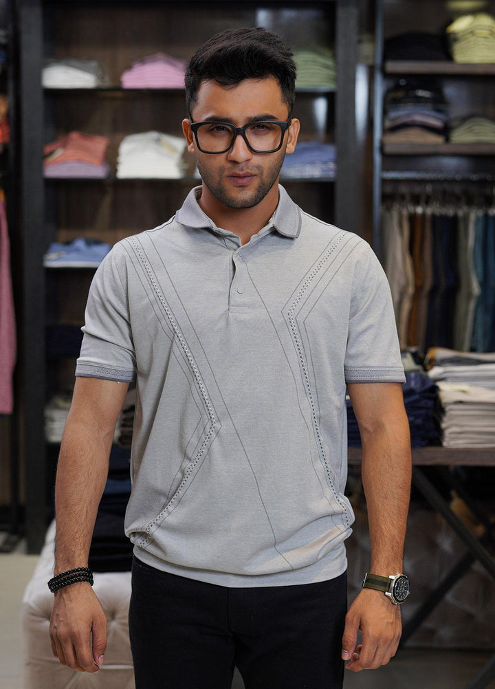 Sanaulla Exclusive Range Cotton Polo for Men - D-6558 Grey