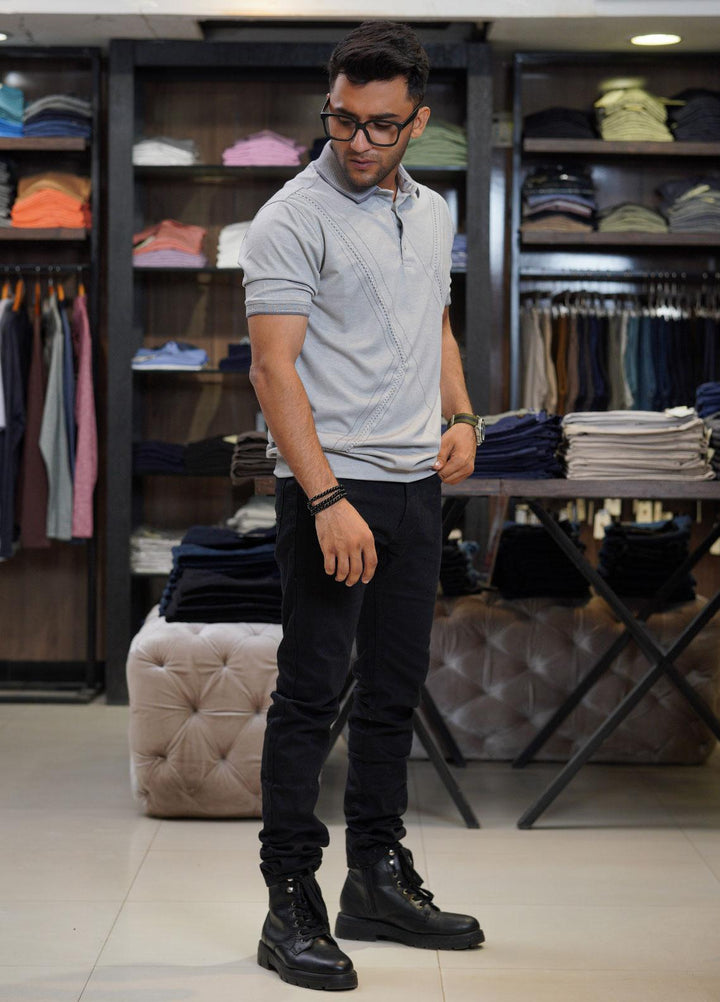 Sanaulla Exclusive Range Cotton Polo for Men - D-6558 Grey