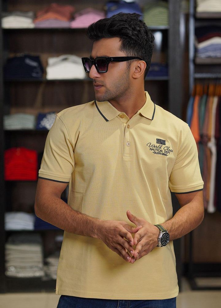 Sanaulla Exclusive Range Cotton Polo for Men - D-6611 Fawn