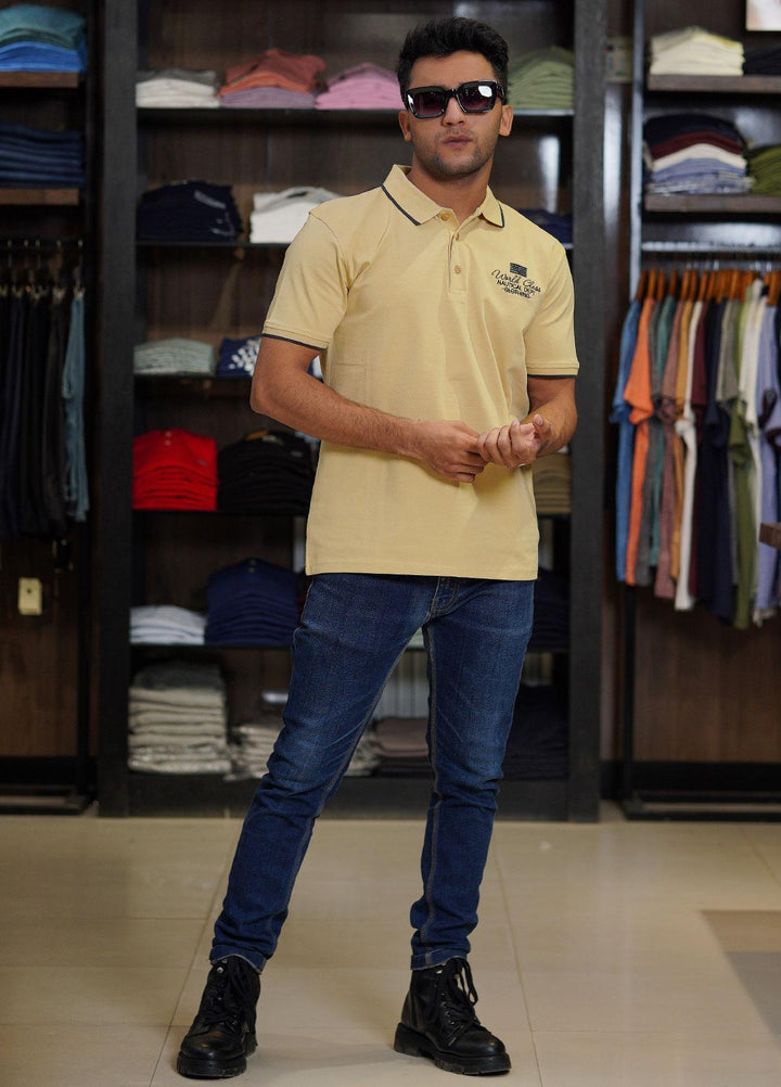 Sanaulla Exclusive Range Cotton Polo for Men - D-6611 Fawn