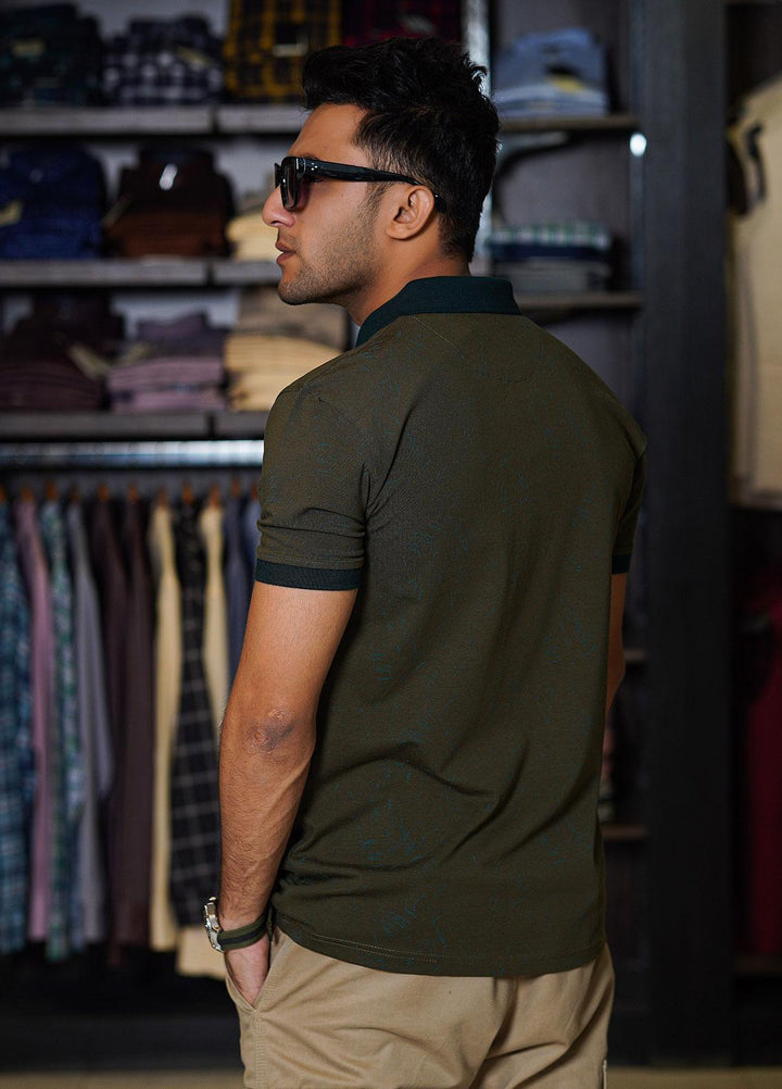 Sanaulla Exclusive Range Cotton Polo for Men - D-6782 Mehandi