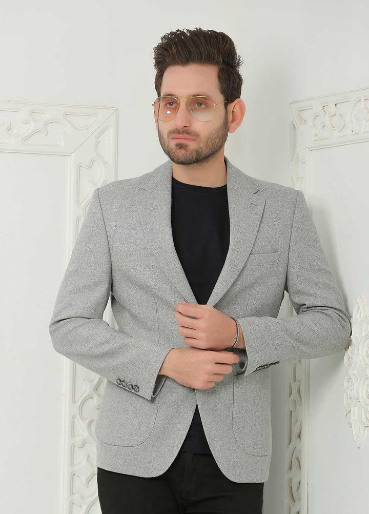 Sanaulla Exclusive Range  Casual Blazers for Men -  SU22MB Wool Blazer 7087 07 Silver
