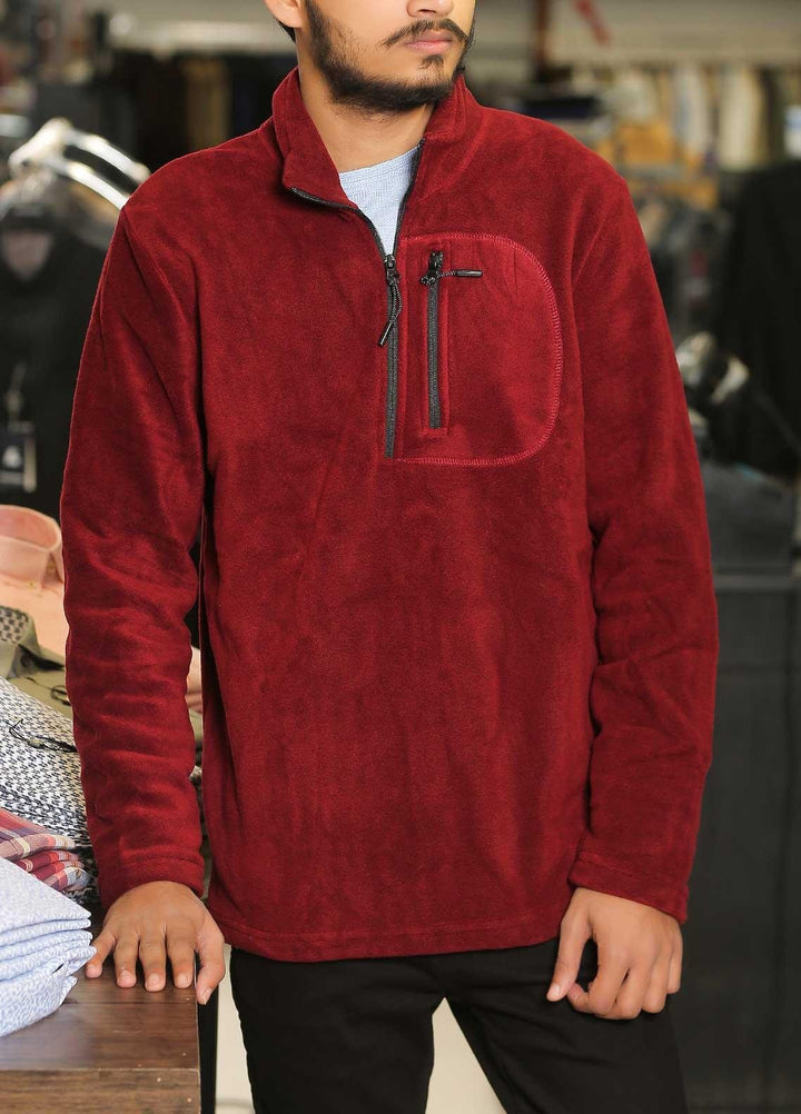 Sanaulla Exclusive Range Fleece Casual Jackets for Men -  SU21MJ T Shirt 6631 Maroon