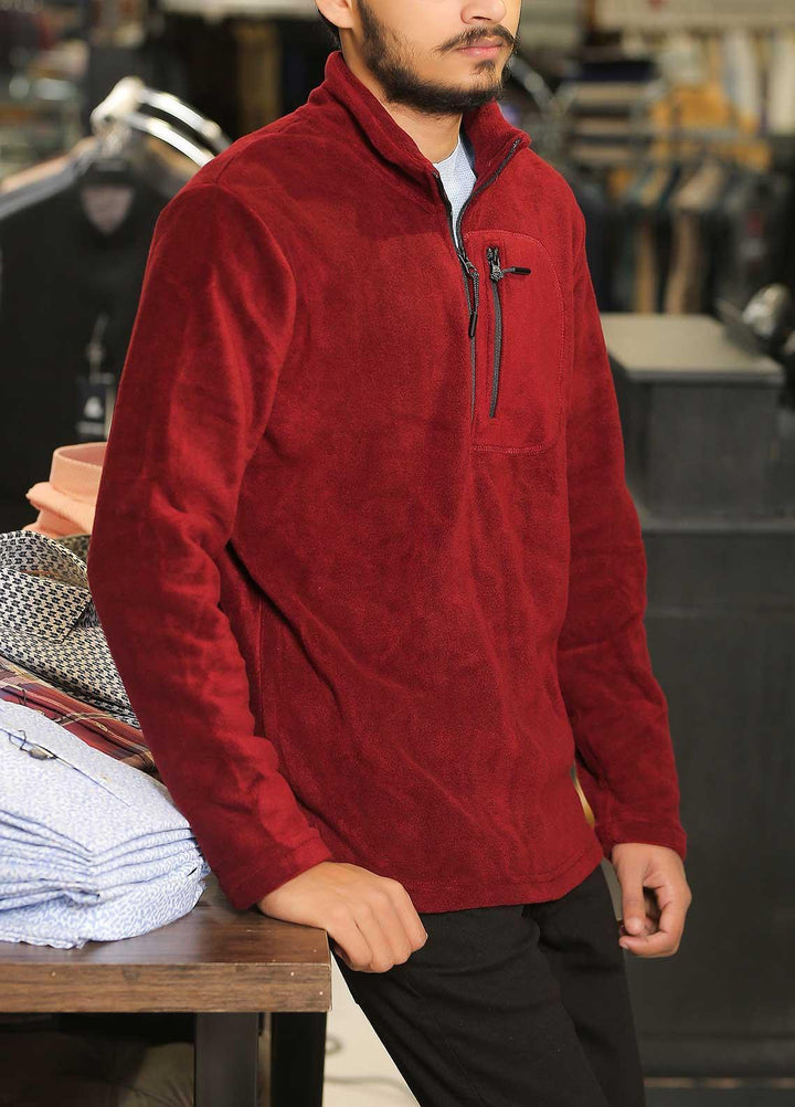 Sanaulla Exclusive Range Fleece Casual Jackets for Men -  SU21MJ T Shirt 6631 Maroon