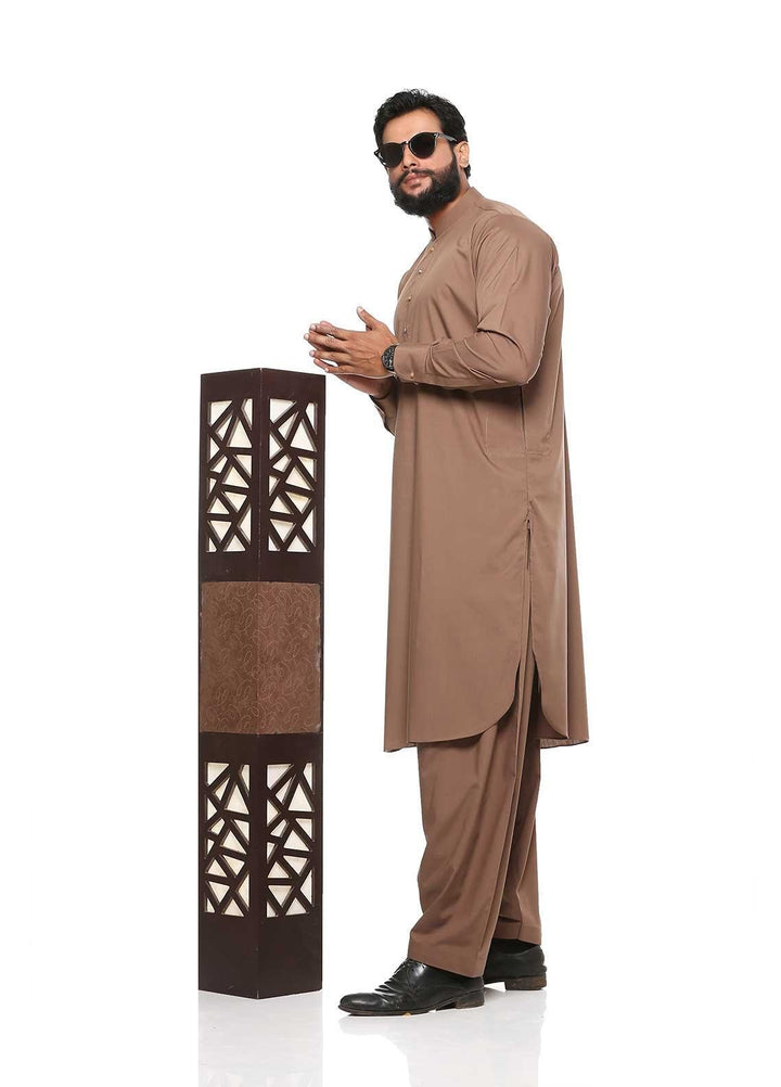 Sanaulla Exclusive Range Wash N Wear Formal Men Shalwar Kameez -  BC C763 Brown