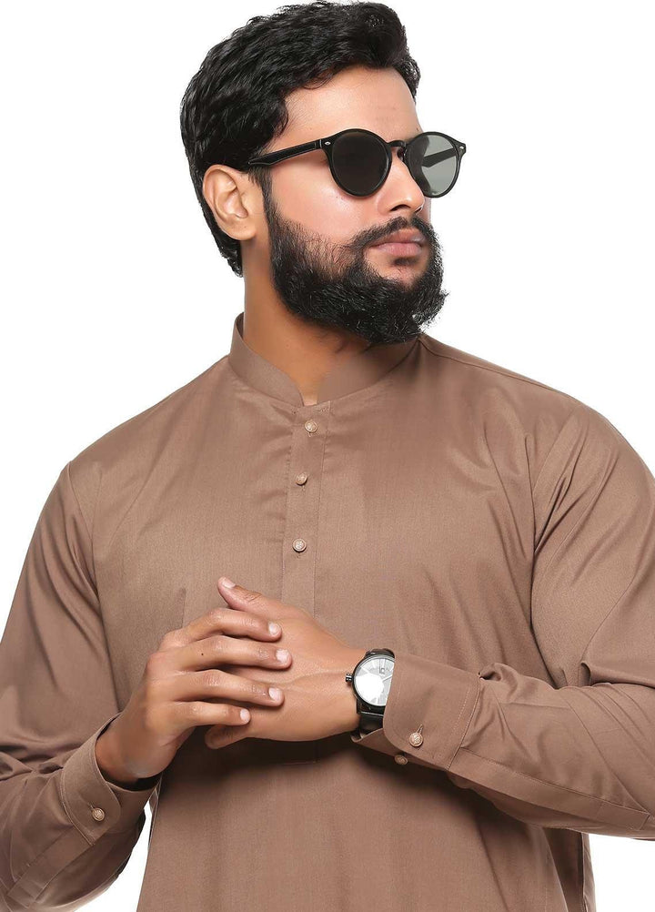 Sanaulla Exclusive Range Wash N Wear Formal Men Shalwar Kameez -  BC C763 Brown