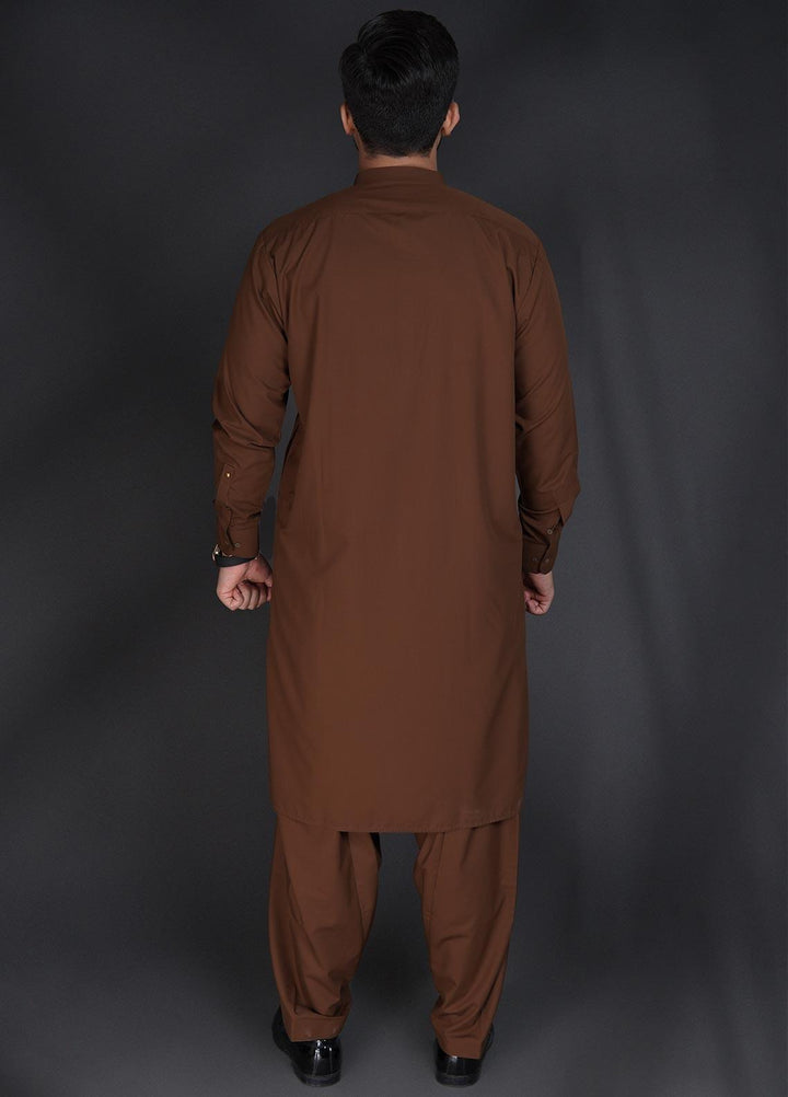 Sanaulla Exclusive Range Wash N Wear Formal Kameez Shalwar for Men -  C-9165 Brown