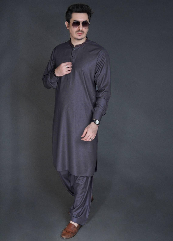 Sanaulla Exclusive Range Wash N Wear Formal Men Kameez Shalwar -  C-9239 Grey