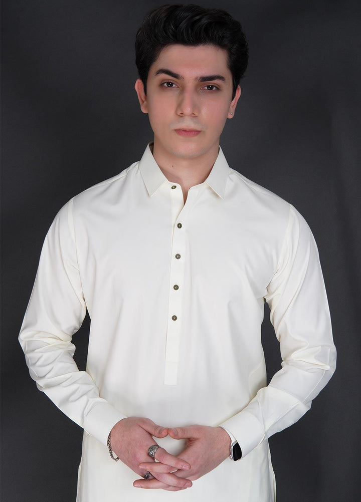 Sanaulla Exclusive Range Wash N Wear Formal Men Kameez Shalwar -  D-685 Off White